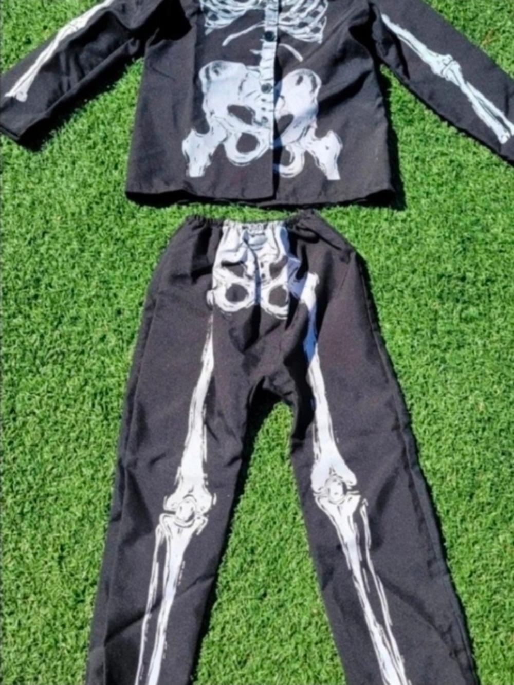 Kids Black Skeleton Costume Two-Piece Set
